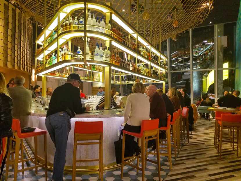 Customers chat at the bar at the Jose Andres restaurant Fish at the MGM National Harbor....