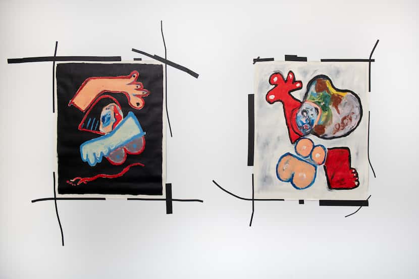Two 2021 abstract works by artist Joji Nakamura, whose first solo show in the United States...