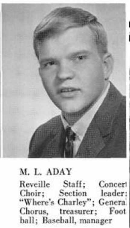 Michael Aday as seen in the 1965 Thomas Jefferson High School yearbook.