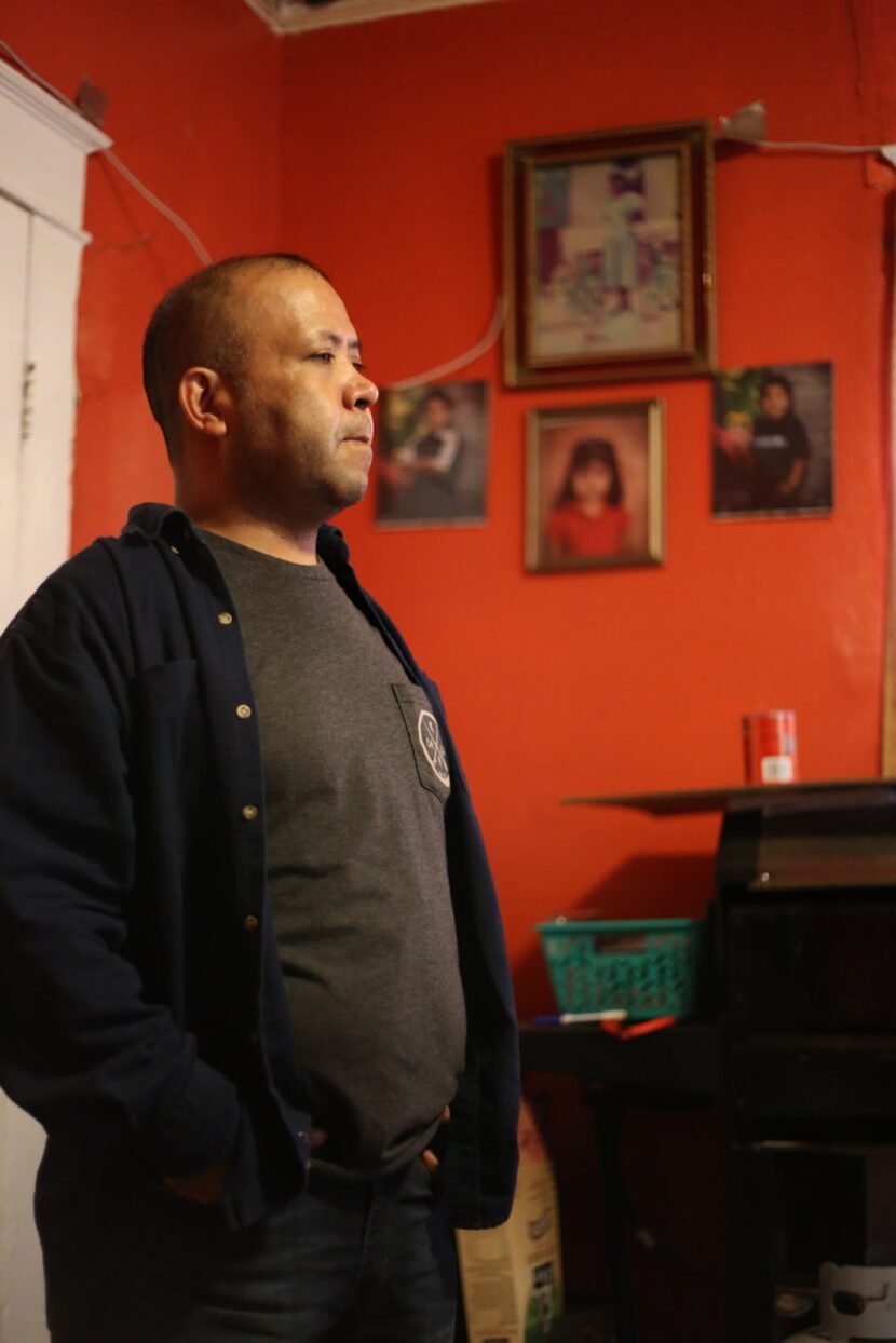 Armando Rivera stands inside his home of 12 years, in Commerce, Texas. Pictures of his...