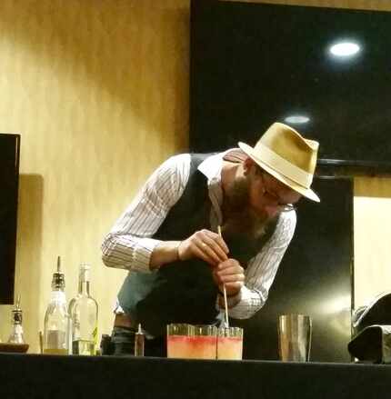 Riggs preparing his entry at last month's Pisco Punch competition, held at the Dallas Crowne...