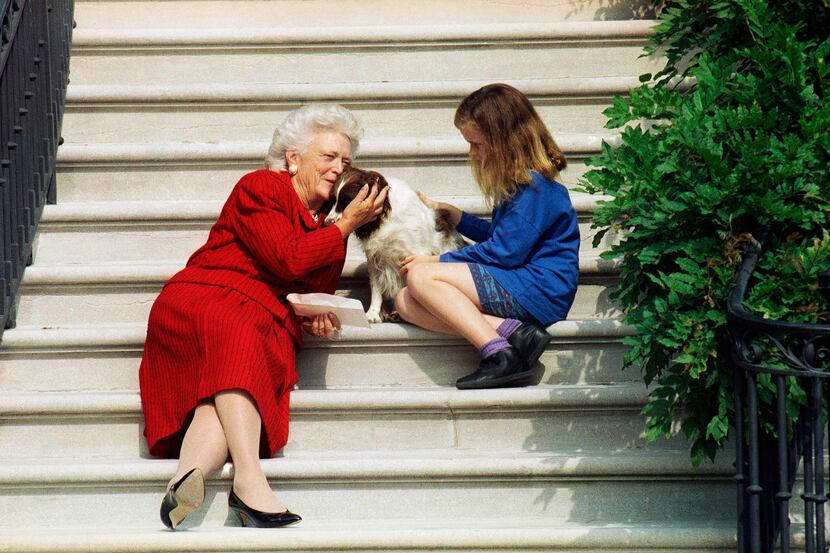 In this Sept. 13, 1991, file photo, first lady Barbara Bush, her granddaughter Barbara, and...