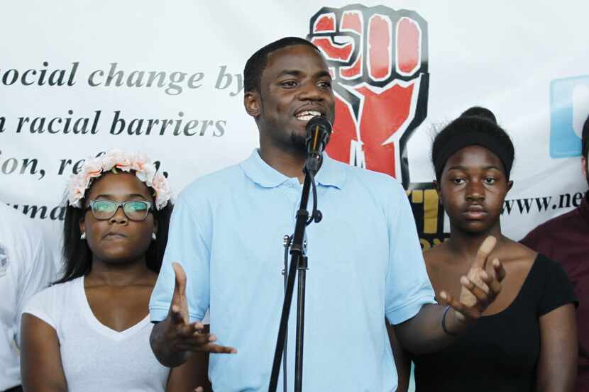 Dominique Alexander, president of the Next Generation Action Network, spoke at a protest in...