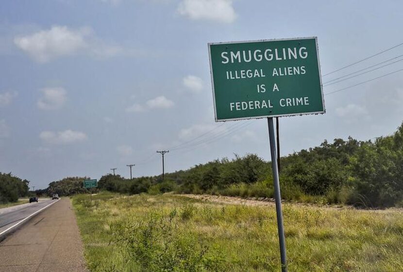 

A sign in Brooks County warns of the consequences of smuggling immigrants. The tiny...