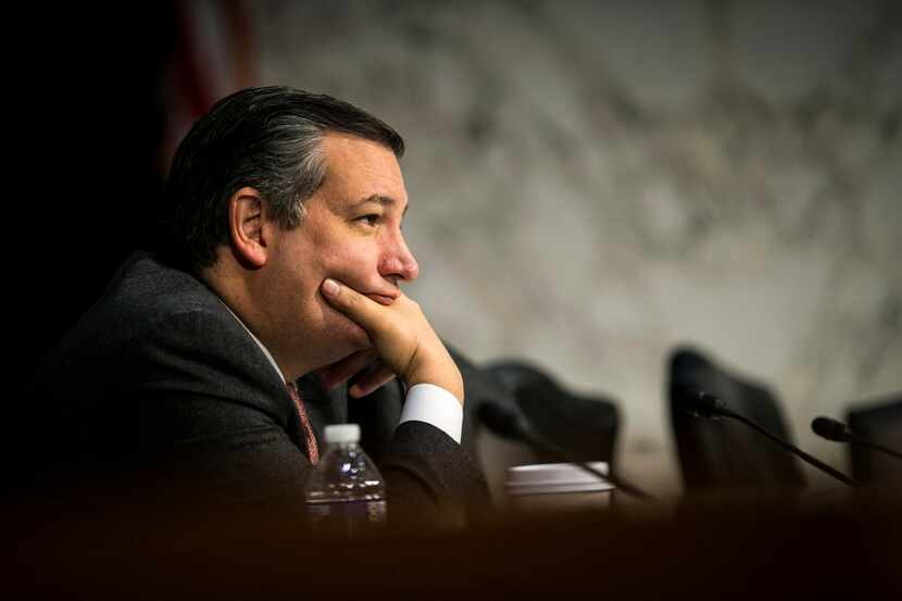 Sen. Ted Cruz  listens during a Senate Armed Services Committee hearing about worldwide...