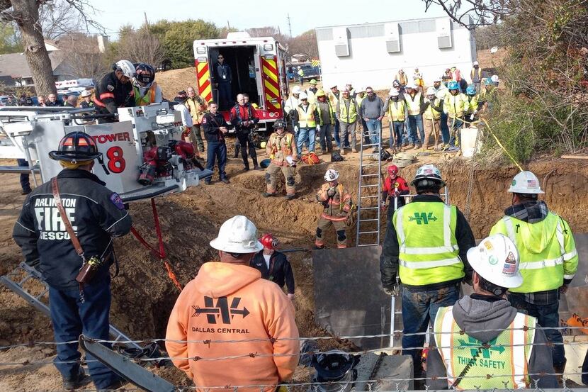 A worker trapped in a pipe at a water treatment plant in Arlington was rescued Monday.