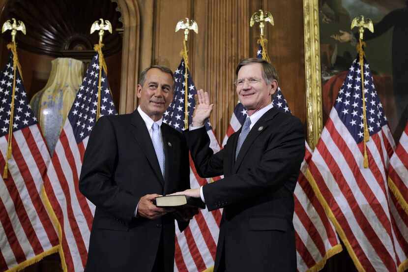 House Speaker John Boehner of Ohio participated in a ceremonial House swearing-in ceremony...