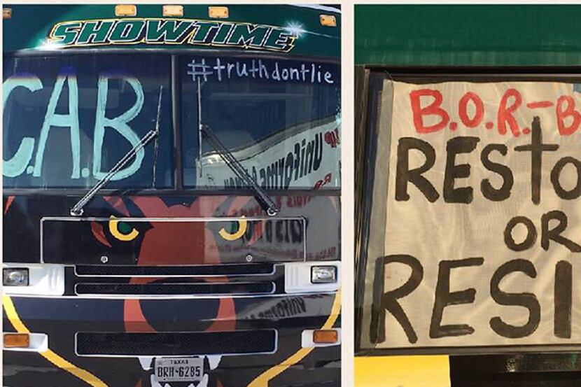 Baylor alumna Jessica Armstrong drove around campus for two hours Tuesday in a Bears-themed...