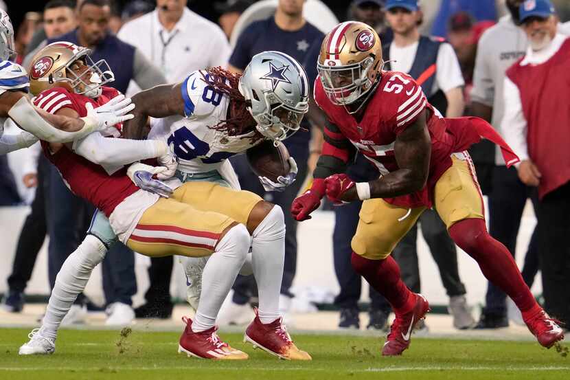 Dallas Cowboys wide receiver CeeDee Lamb (88) runs against the San Francisco 49ers during...