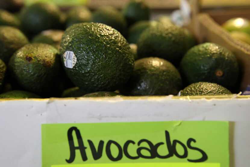 Avocados are displayed at a produce market on April 02, 2019 in San Francisco, California....