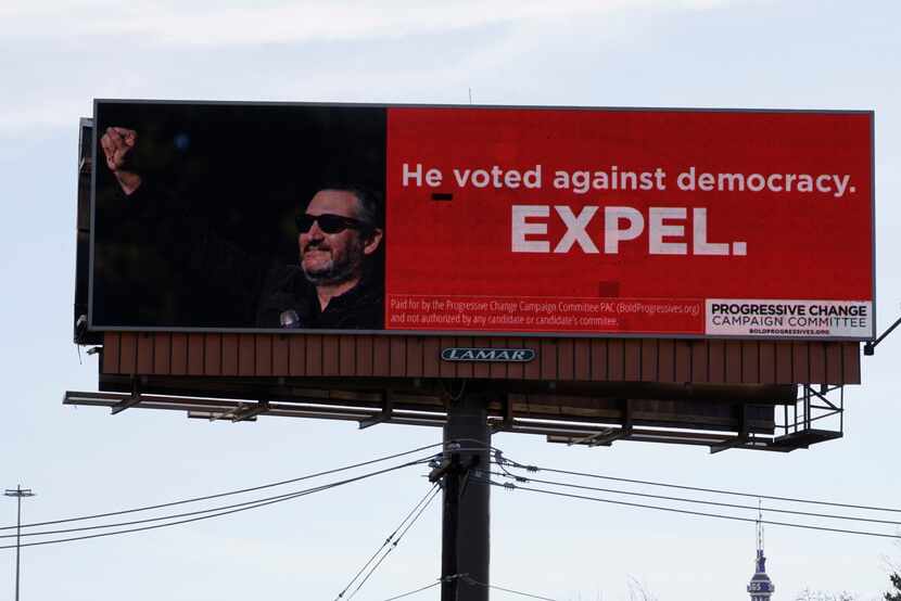 Ted Cruz billboard on Highway 360, just north of Lamar St. in Grand Prairie, on Monday...