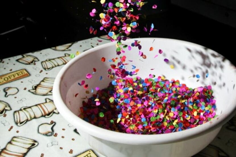 The confetti used for Easter eggs that are prepared and sold by The Mixing Bowl Bakery, on...