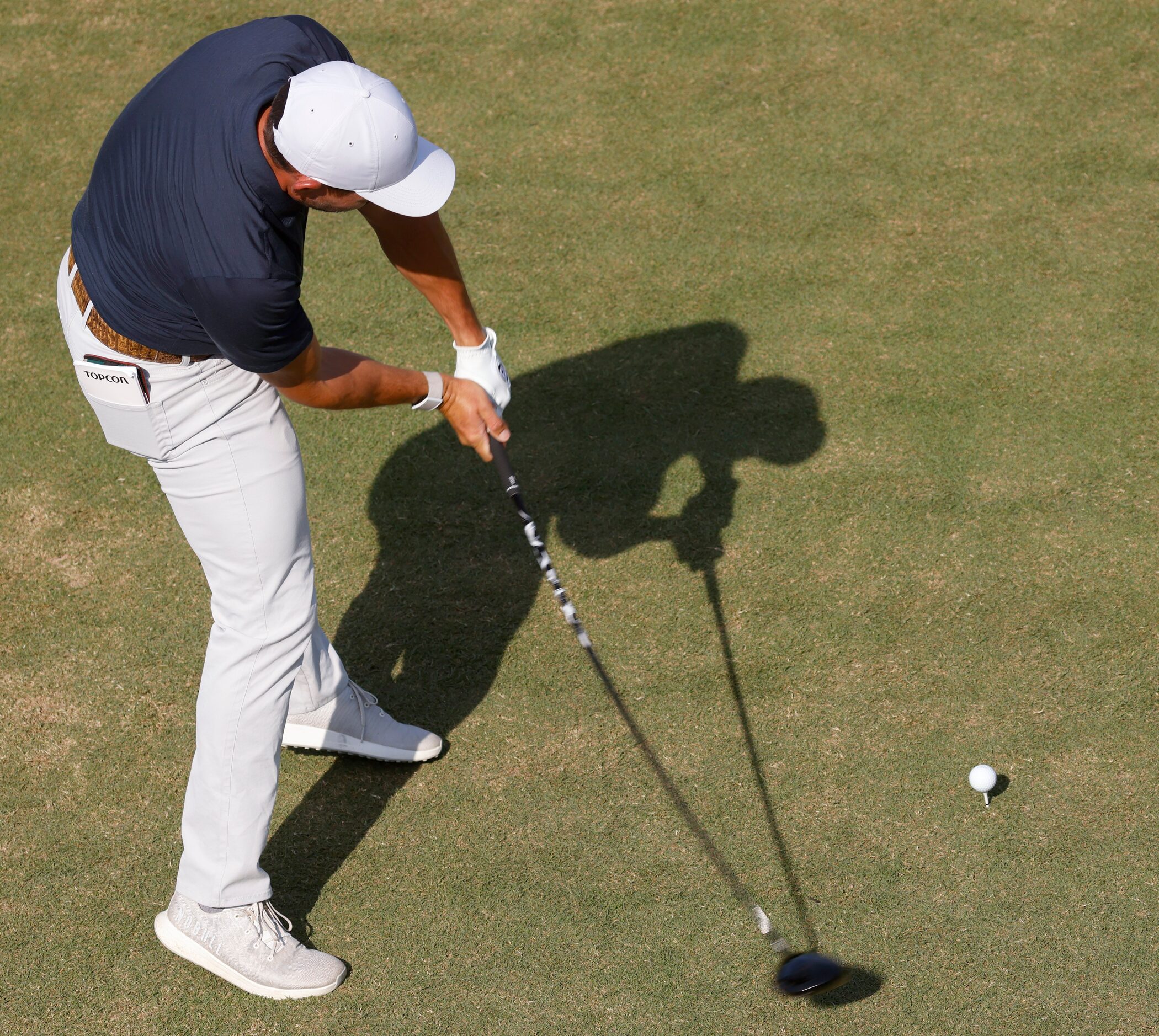 Scott Stallings hits from the tee box on the 13th hole during round 3 of the AT&T Byron...