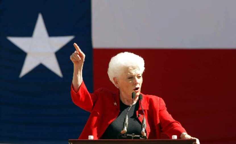 Former Texas governor Ann Richards speaks at a early vote rally on the campus of the...