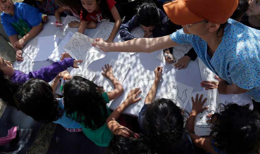 Children detainees colored and drew pictures at a U.S. Customs and Border Protection...