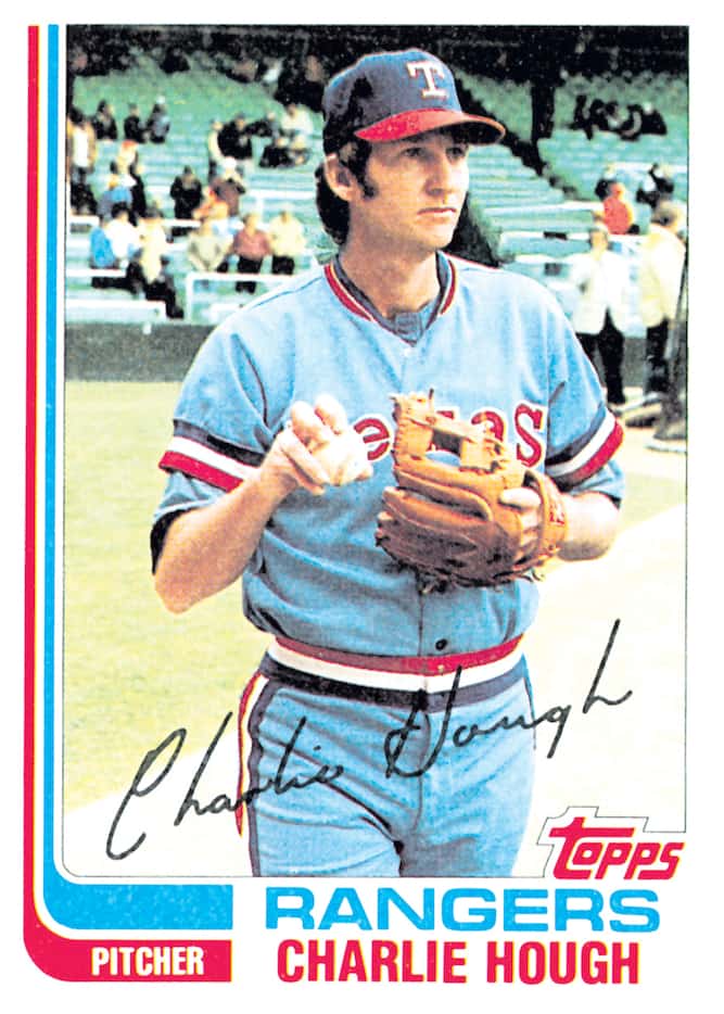 Rangers pitcher Charlie Hough, pictured in the original 1977 powder blues.