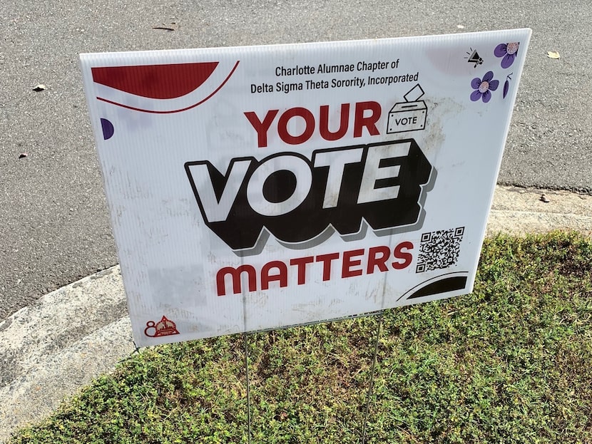 A get-out-the vote sign at a Charlotte, North Carolina, church.