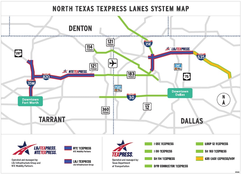 The TEXpress road network of "managed lanes."