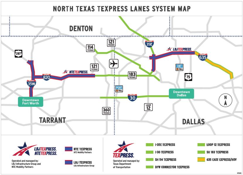 The TEXpress road network of "managed lanes."