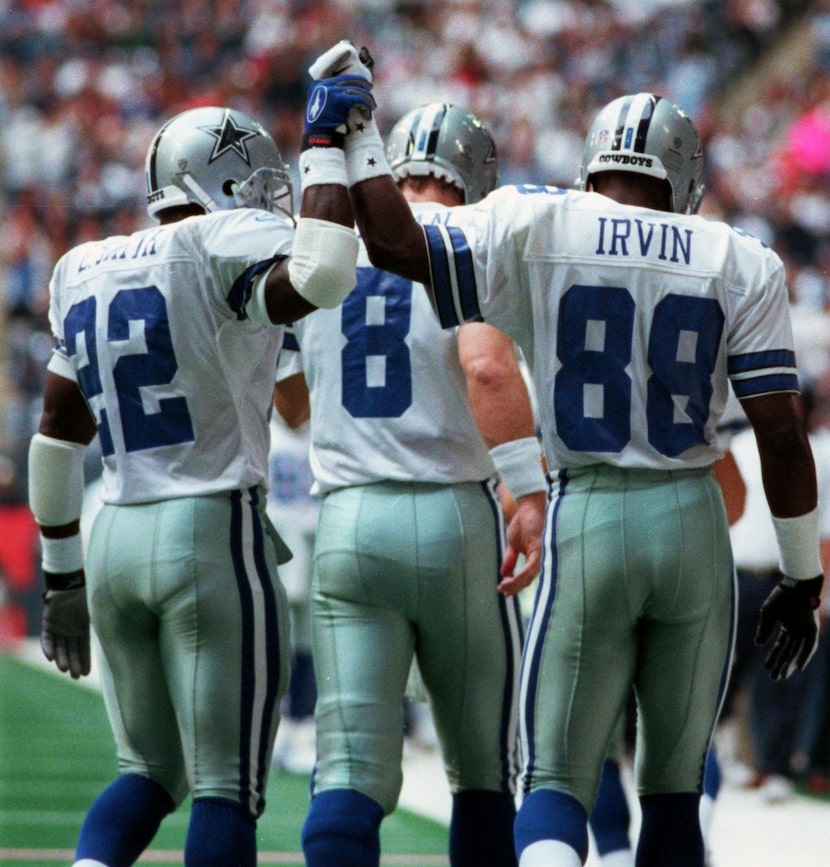 "The Triplets" -- Dallas Cowboys receiver Michael Irvin (88), running back Emmitt Smith...