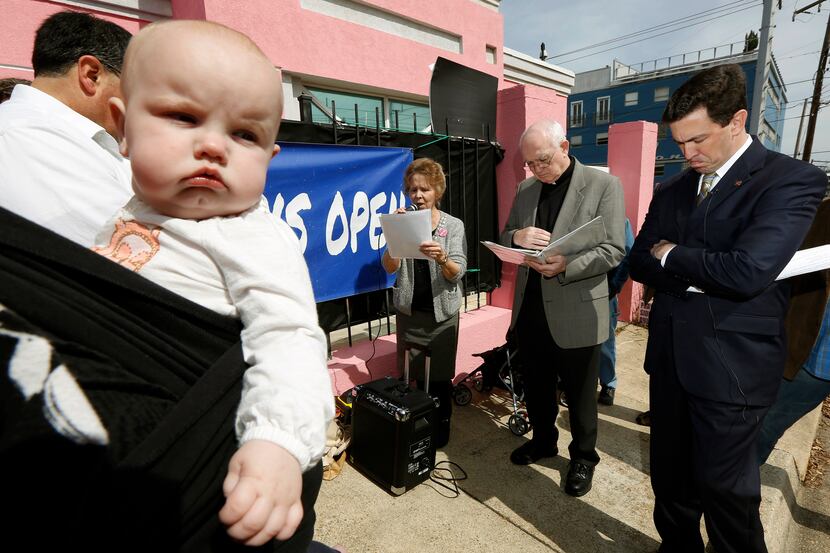 This photo taken March 5, 2014 shows seven-month old Abigail Dalton of Ridgeland, seeming to...