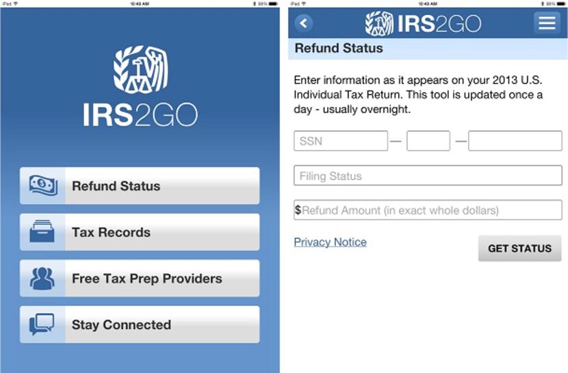 The IRS offers an app to check your account -- IRS2Go. The Watchdog hasn't tested it.