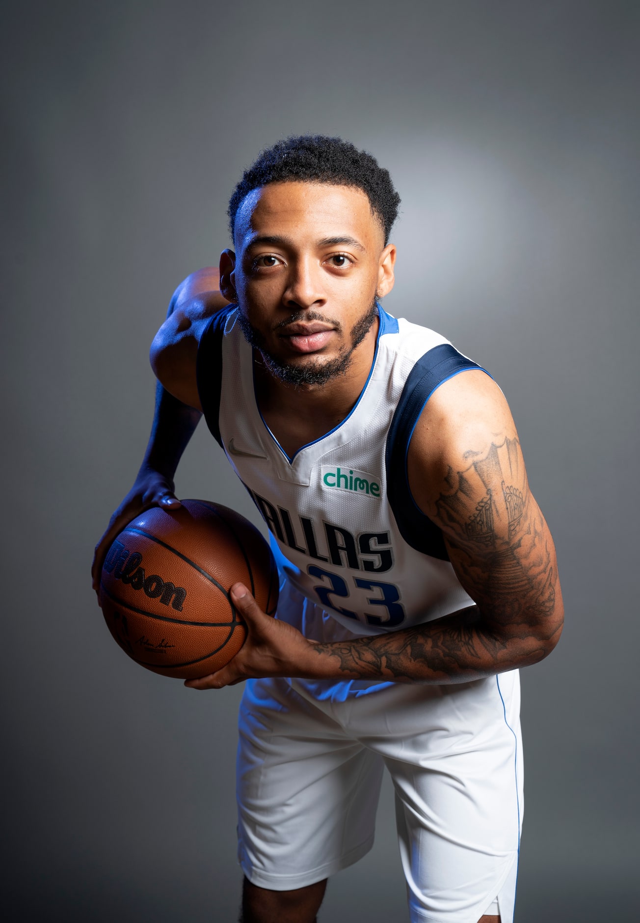 Dallas Mavericks guard Carlik Jones (23) poses for a portrait during the Dallas Mavericks...