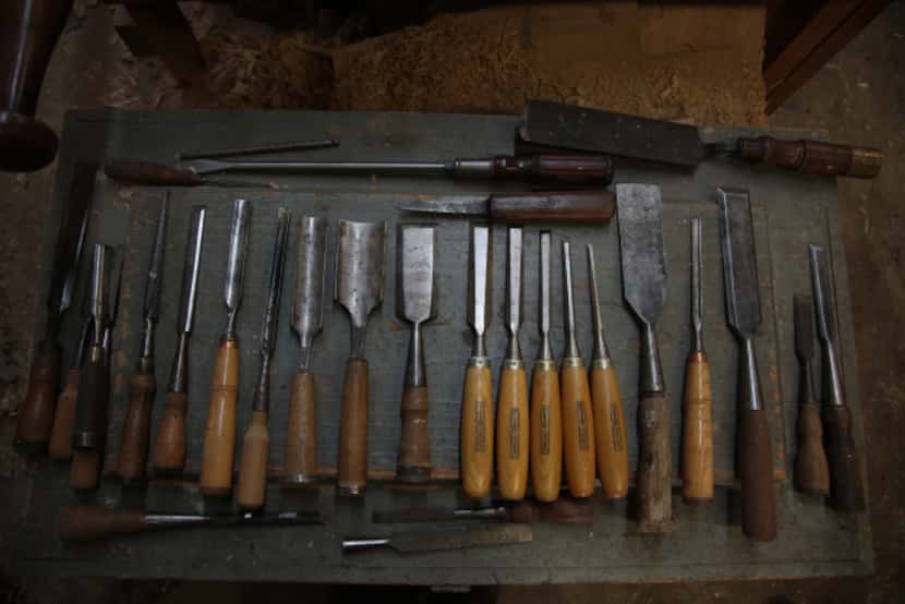 Some of Lynn Dowd collection of chisels at Dowd's Vintage and Antique Tools in Garland...