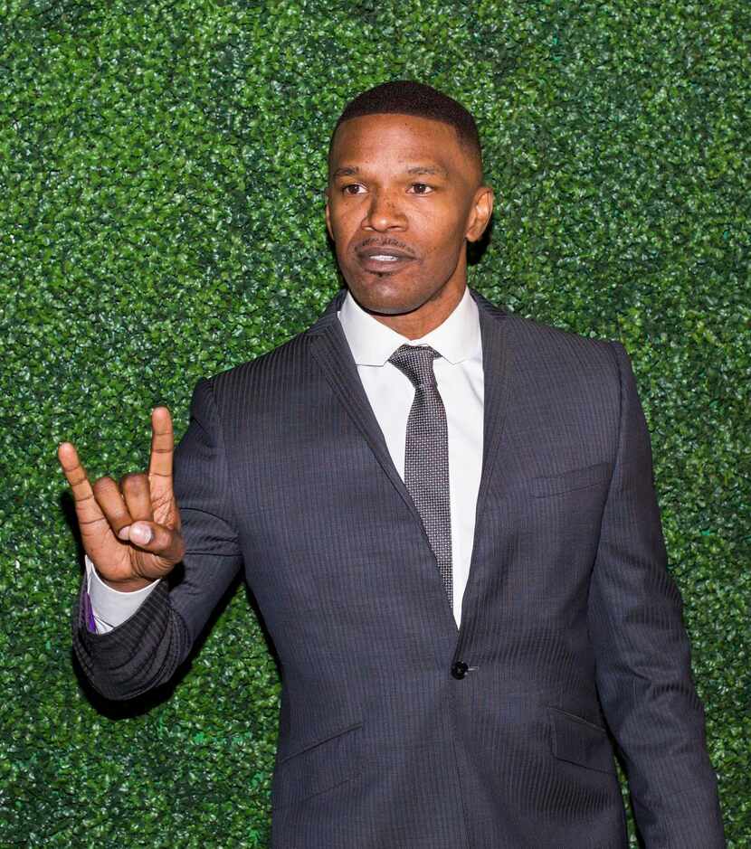 
Actor and honoree Jaime Foxx on the red carpet before the 2015 Texas Medal of Arts Awards. 
