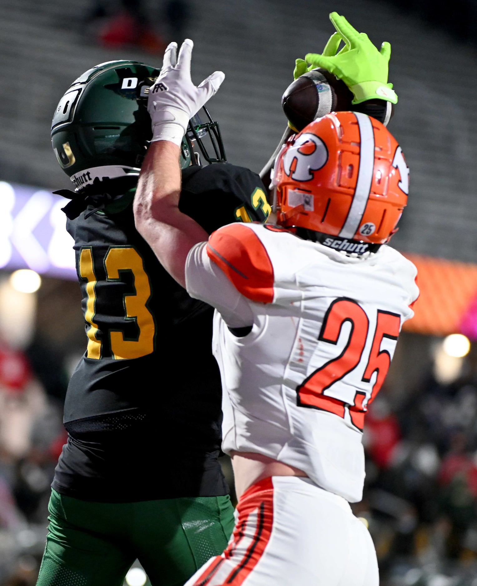 DeSoto’s Johntay Cook II (13) makes the game-winning catch over Rockwall’s Corey Kelley in...