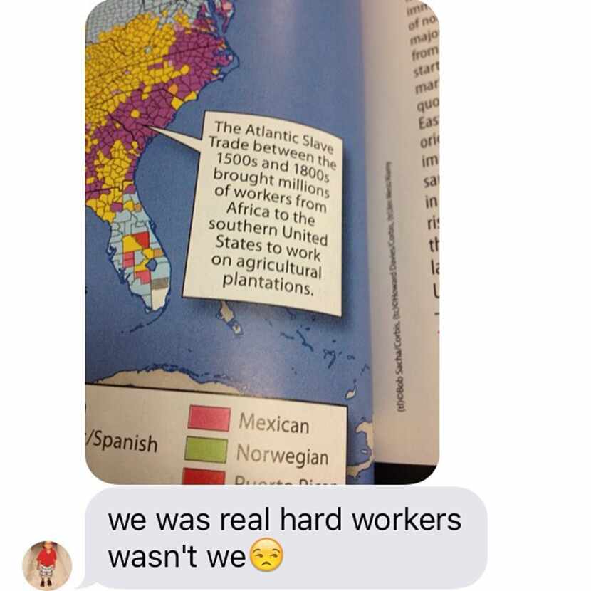 
A passage from a McGraw-Hill geography textbook sent from a Pearland 15-year-old to his...