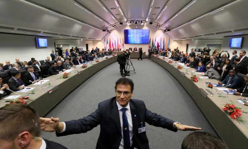 OPEC oil ministers gathered at their headquarters in Vienna at the end of November. (File...