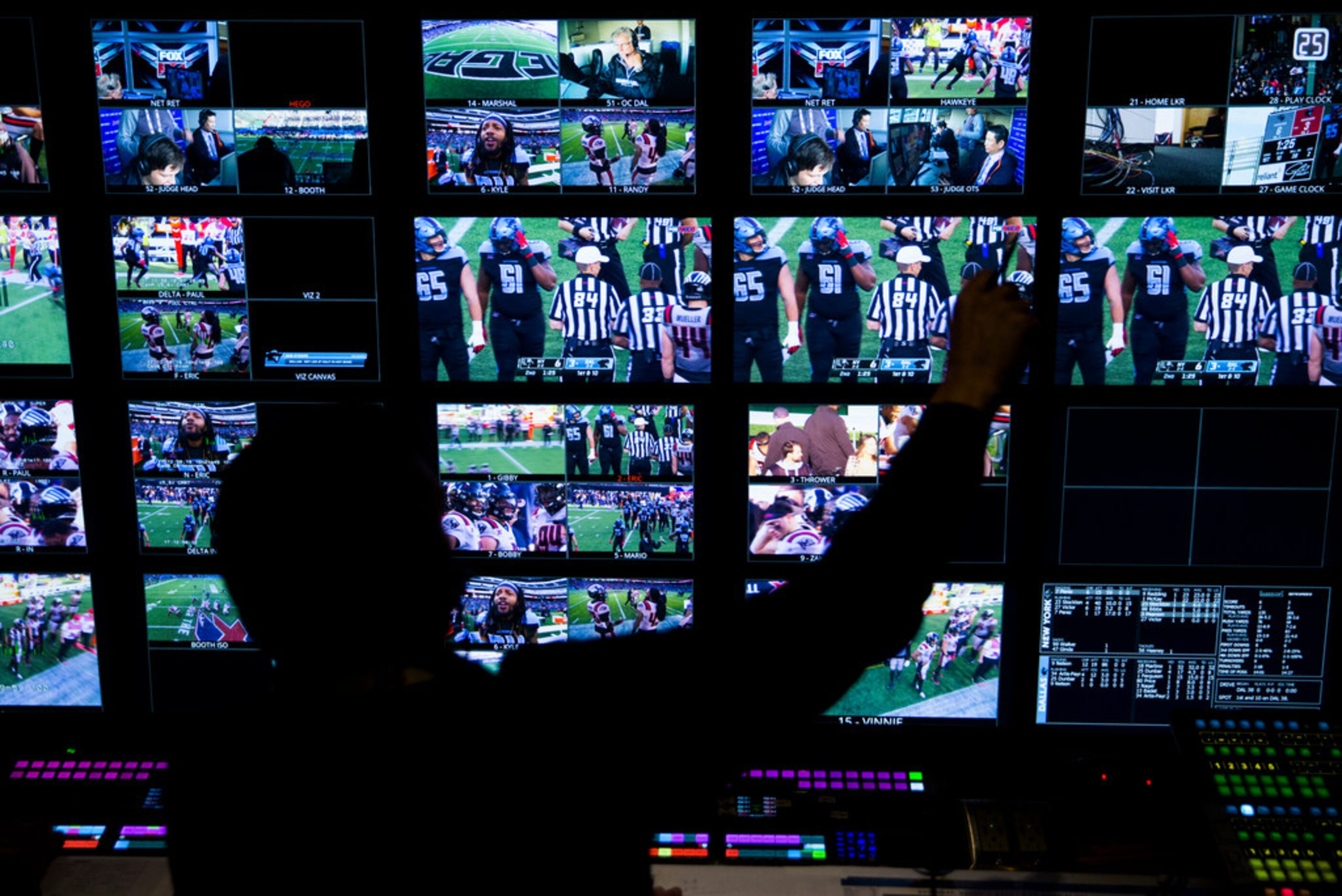 FOX Sports' Rich Russo works in the control room during an XFL game between the Dallas...