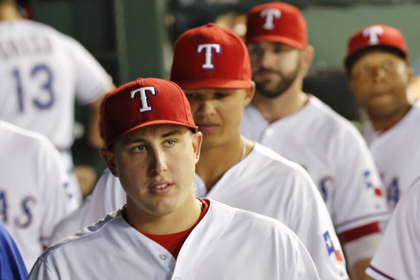 Texas Rangers starting pitcher Derek Holland (45) is pictured during the Los Angeles Angels...