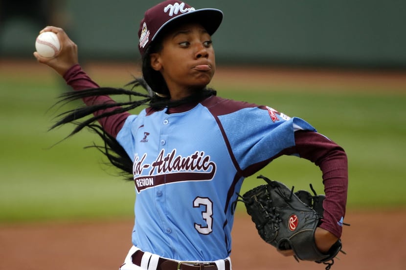 In this Aug. 15, 2014, file photo, Pennsylvania's  Mo'ne Davis delivers in the fifth inning...