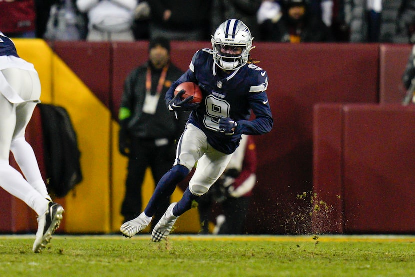 Dallas Cowboys wide receiver KaVontae Turpin (9) runs with the ball during the first half...