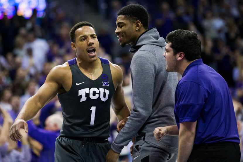 FILE - TCU guard Desmond Bane (1) is pictured during the second half of a game against...