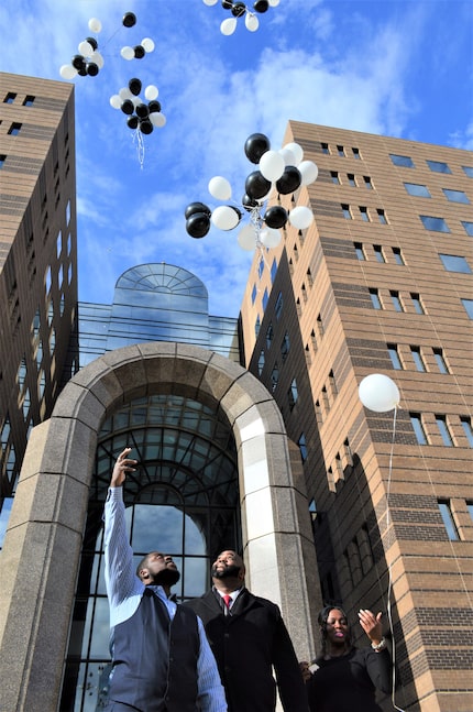 In November, Sammie Anderson (right) launched balloons with her family outside a Dallas...