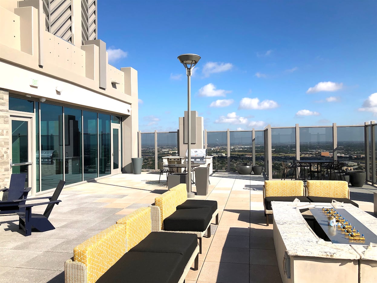 The rooftop terrace at the SkyHouse Frisco Station.
