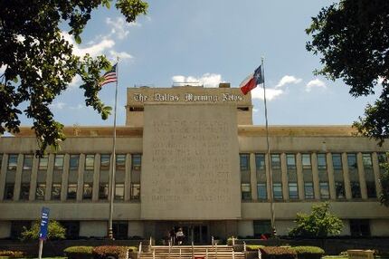 The main entrance to The Dallas Morning News in Dallas.