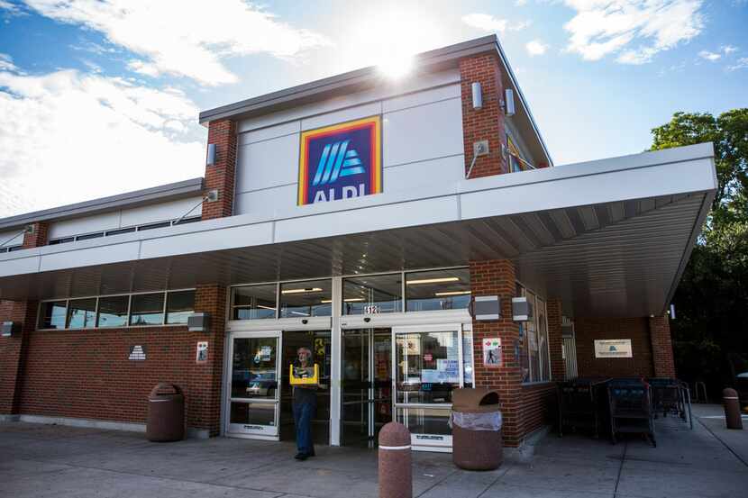 The exterior of a newly renovated Aldi grocery store on Gaston Avenue.