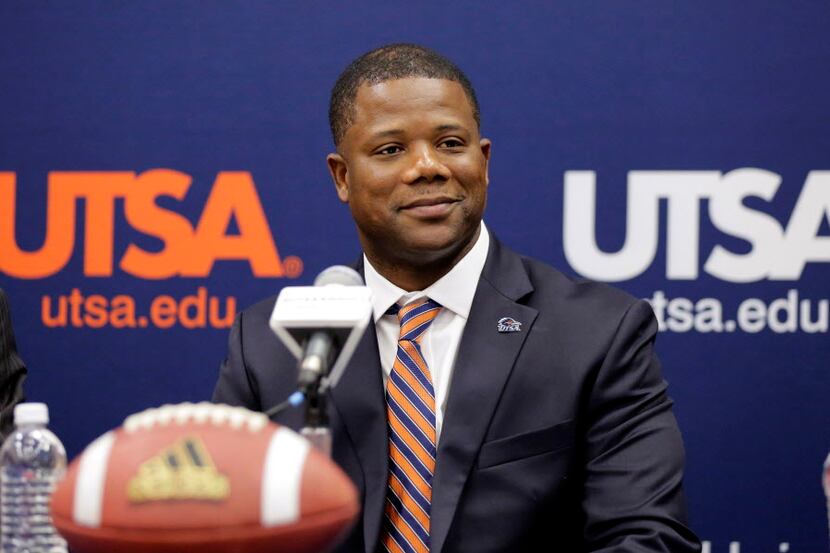 Frank Wilson is introduced as the new head football coach at UTSA during a news conference,...