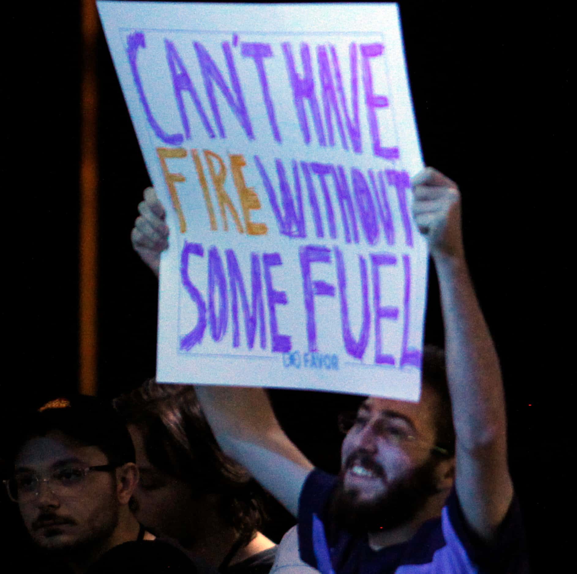 A fan expresses his support for Dallas Fuel during their match against Florida Mayhem. The...