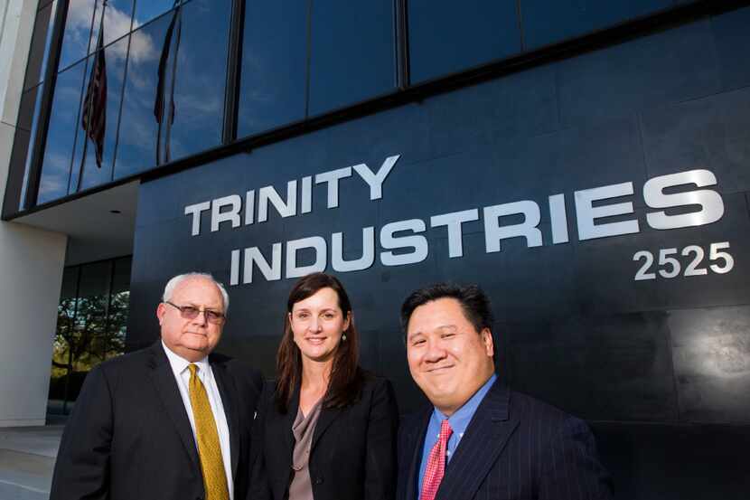 From left, Trinity Industries general council Theis Rice, assistant general council Sarah...