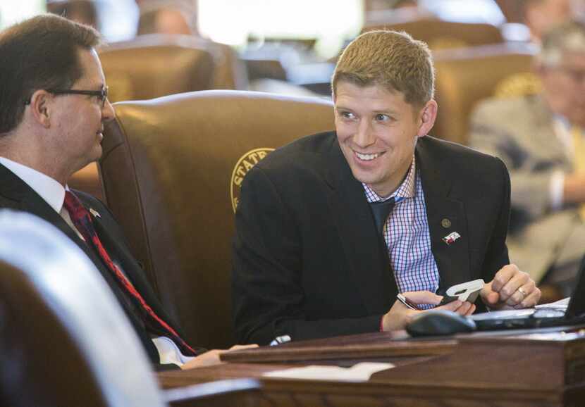 Rep. Matt Krause, R-Fort Worth (right) offered House Bill 1333 in the 2019 Legislature to...