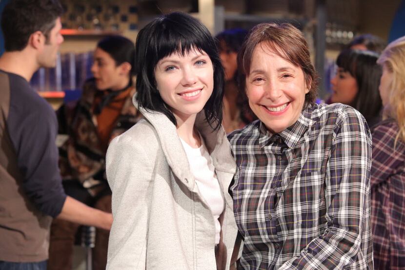 Carly Rae Jepsen, left, who plays Frenhcy in Fox's "Grease Live," and Didi Conn, who had the...