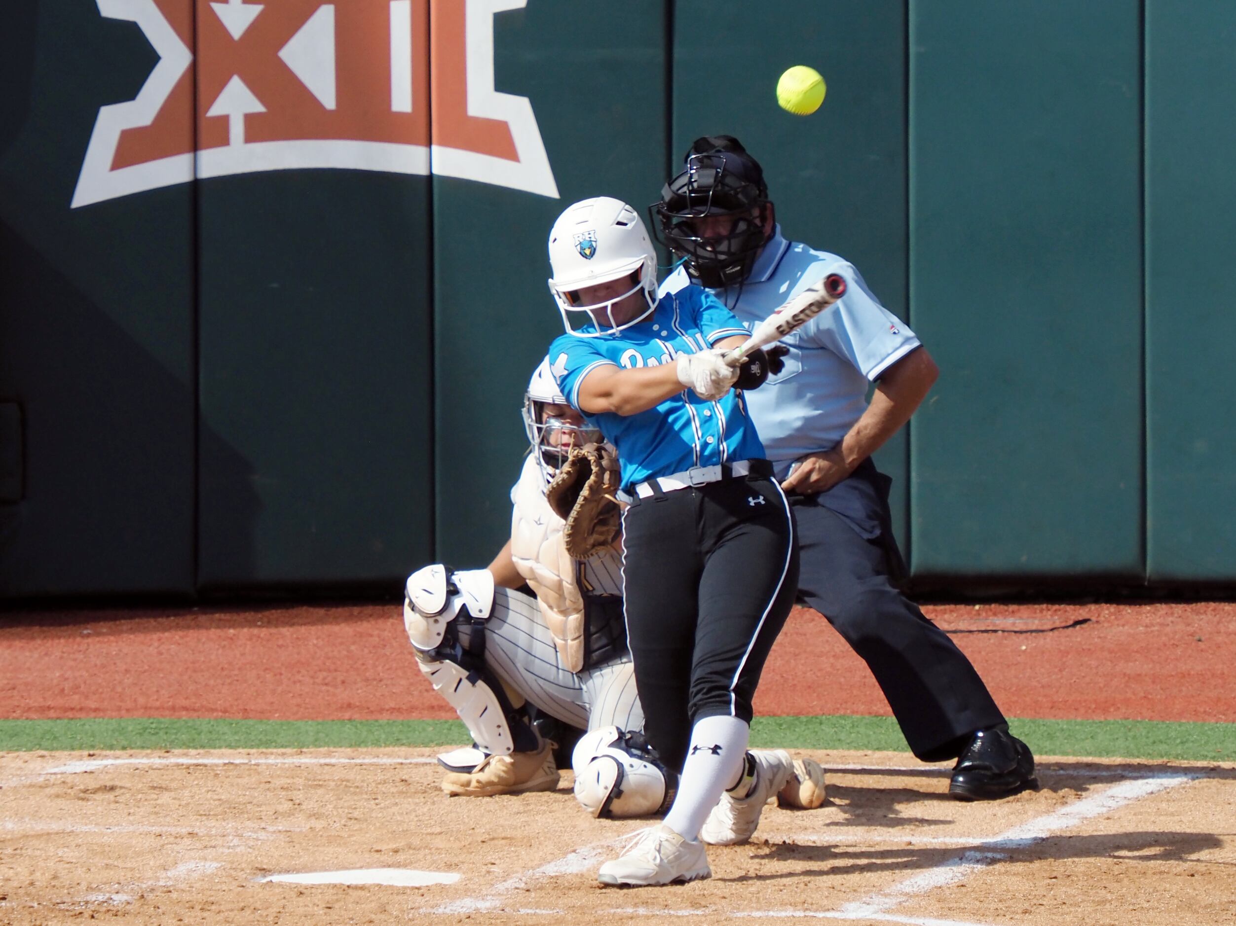 Prosper Rock Hill batter Katerina Luna hits the ball against Montgomery Lake Creek in the...