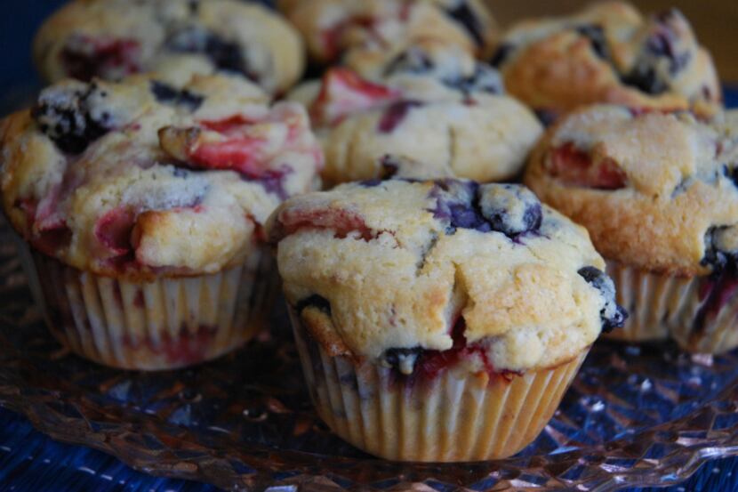 Strawberries, blueberries and blackberries star in muffins that go great with almost anything.