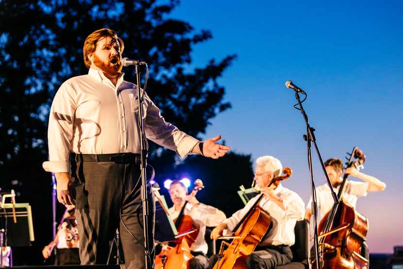 Tenor Nathan Bowles sings at the first annual “Under the Stars with The Dallas Opera” at the...