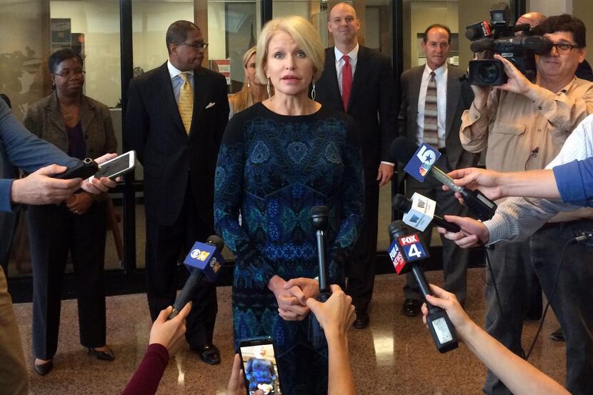 Dallas County District Attorney Susan Hawk  held a short news conference outside of her...